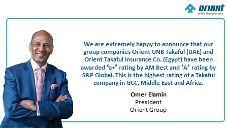 Orient UNB Takaful PJSC, UAE and Orient Takaful Insurance Co., Egypt gets A rating from S & P Global